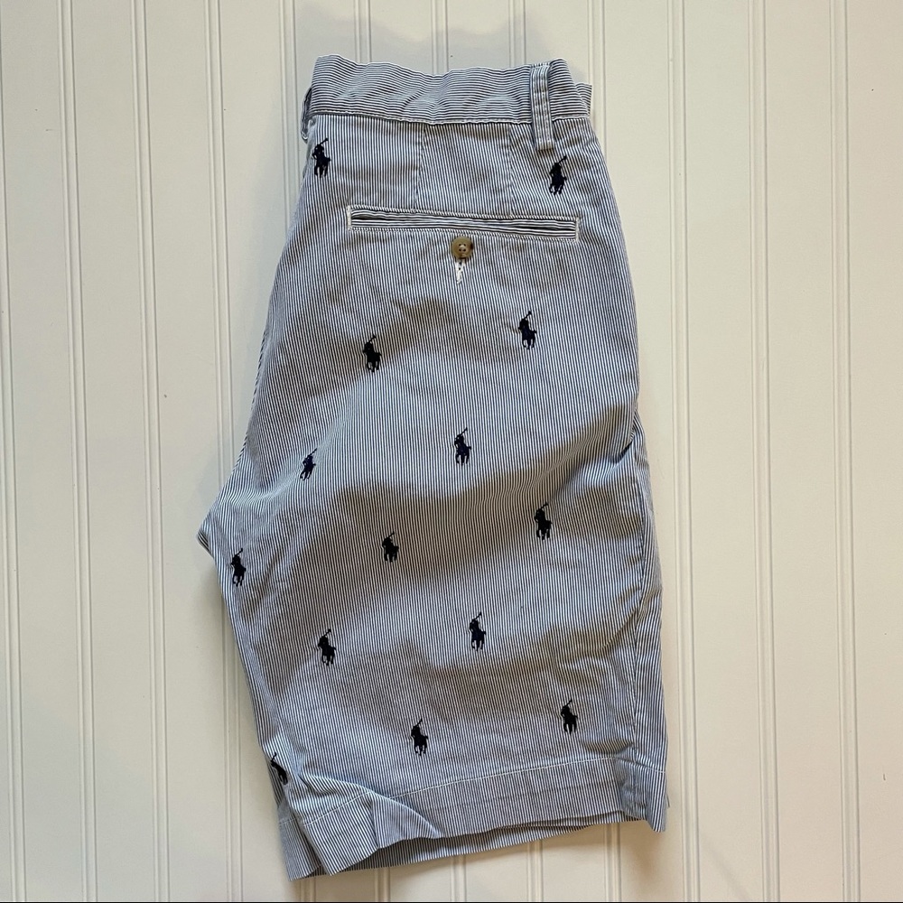 POLO Ralph Lauren  Seersucker  “All Over” Polo Pony Flat Front Shorts!   30 - Picture 4 of 10